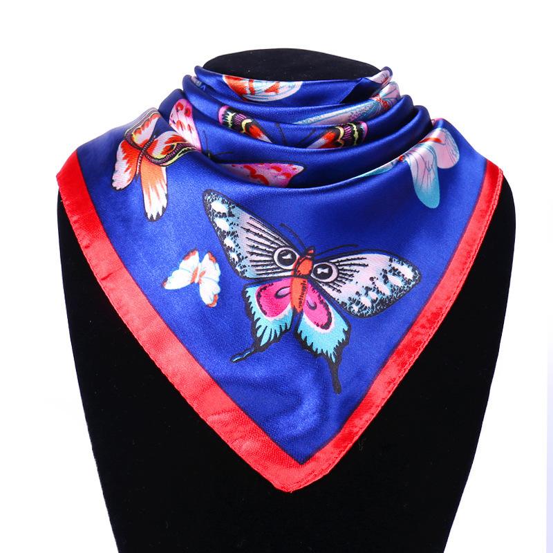 New simulated silk scarf, striped women's small square scarf, flight attendant workplace decoration cm spring and summer silk scarf