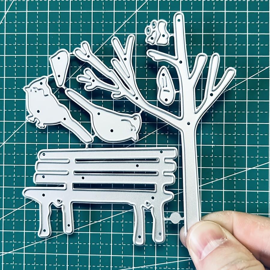 Výřezy Ptačí strom pro výrobu přání, Kovové vyřezávací šablony Parková lavička, Kovová vyřezávací forma, Vyřezávací šablony pro scrapbooking, DIY leptaná embosovací šablona pro řemesla