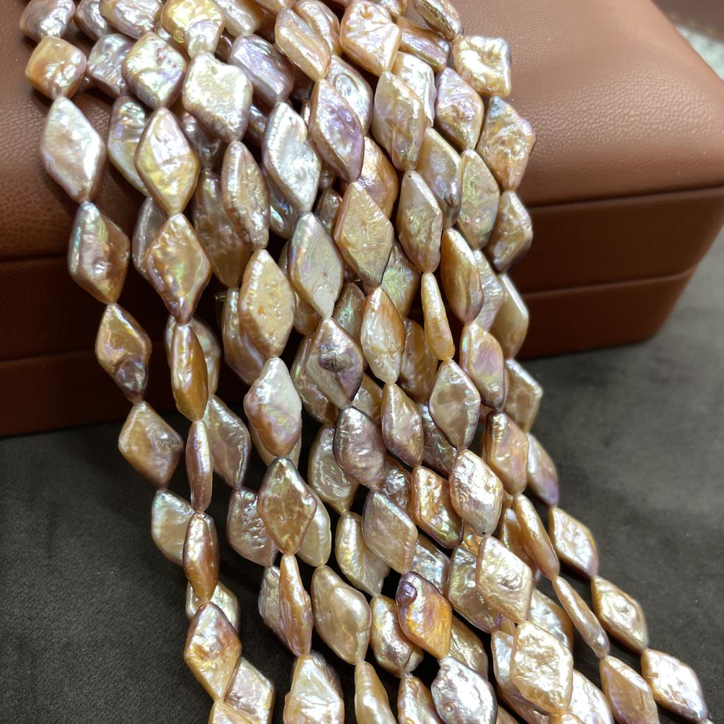 1String, Natural Freshwater Pearls, 8×14mm, Handmade Rhombus Pearl Beads for Jewelry Making DIY, Cheapest Items Available 36cm