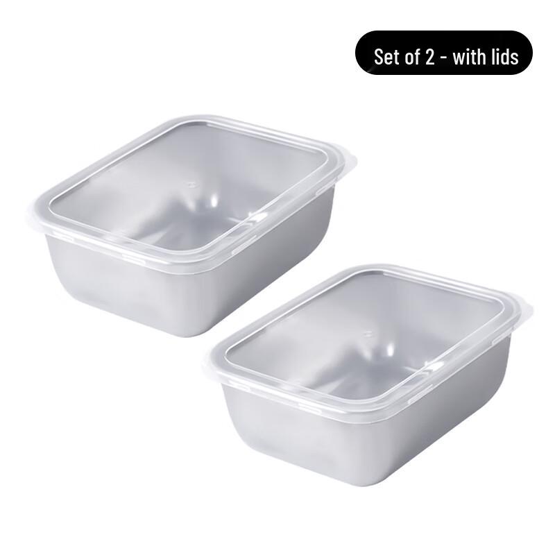 Zhaoran Square 316 Stainless Steel Food Storage Containers with Lids (2-Pack)