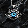 Vintage Style Stainless Steel Men's Necklace With Gemstone Inlaid Evil Eye Pendant