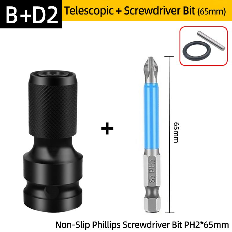 PH2 Phillips Screwdriver Bits Cross Head Magnetic 50/100/150mm Hand Tool 1/2” Square To 1/4” Hex Wrench Socket Adapter Converter