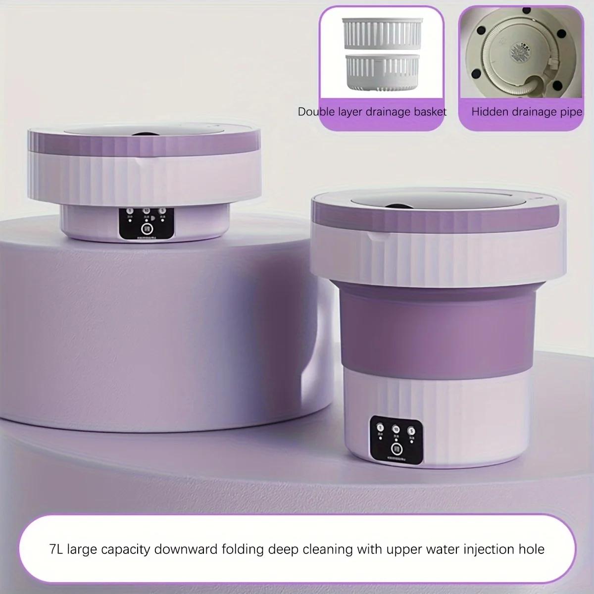 

7L Портативная маленькая складная стиральная машина, подходит для носков, нижнего белья, бытовая мини-стиральная машина фиолетовый