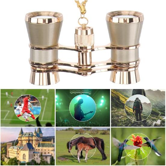 Opera Glasses Binoculars 3X25,Mini Binocular Compact Lightweight, Foldable BK7 Theater Glasses with Chain for Adults Kids Women In Musical Concert