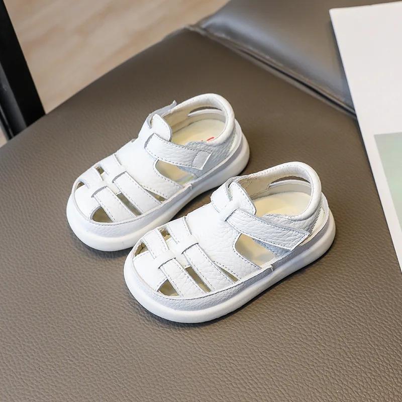 Baby Jungen Mädchen Sandalen aus echtem Leder Sommer Kinderschuhe Weiche Sohle Rutschfest Kleinkind Kleinkind Schuhe Strandsandalen für Kinder