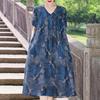 Elegante Abito Estivo da Donna Taglie Forti Manica Corta Casual Ampio Lungo Abiti Vintage