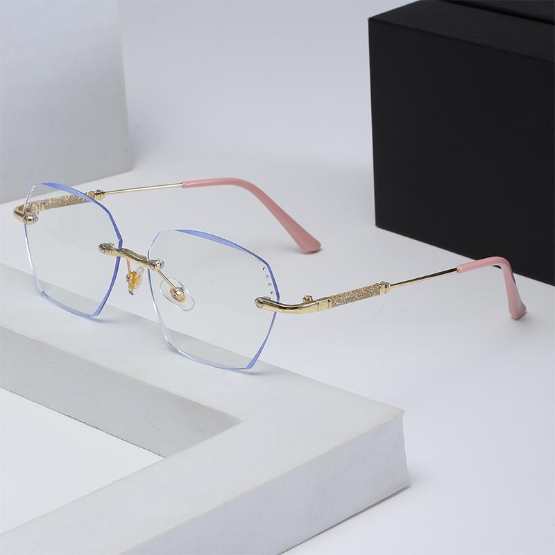 Rimless Square Reading Glasses Blue Light Blocking Computer Eyeglasses Fashion Reader Women Men Eyewear