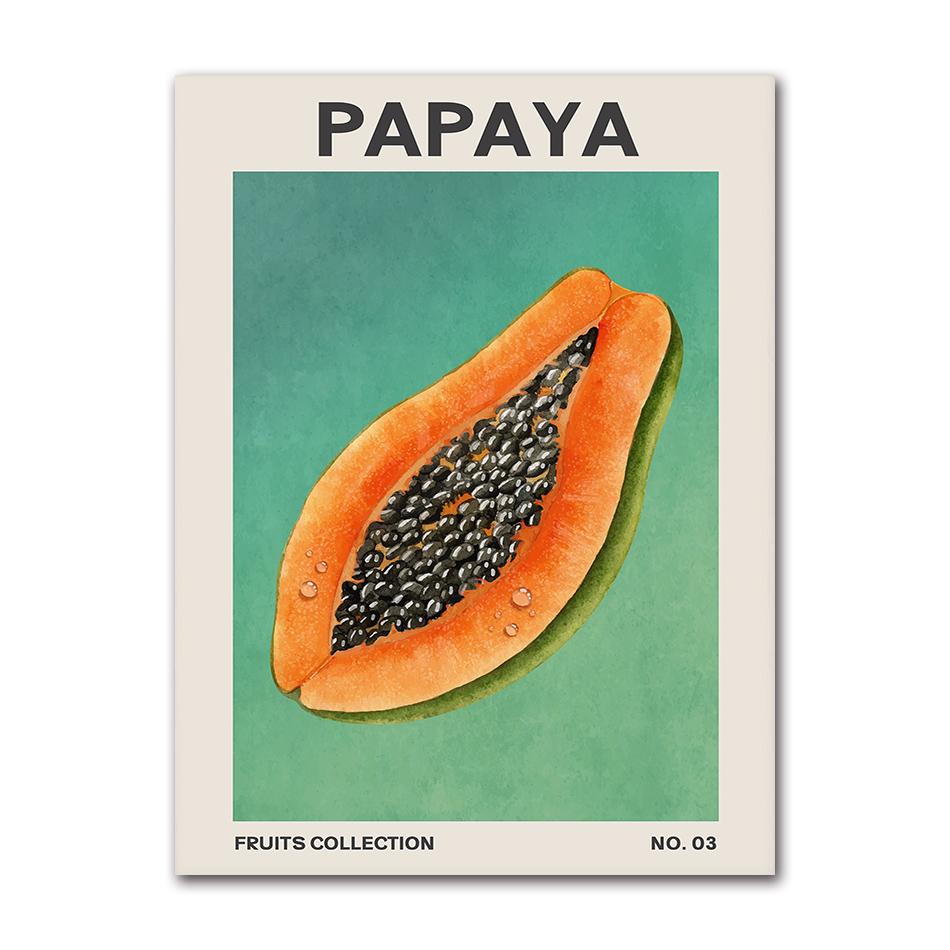 Affiche de Fruits et Légumes Tropicaux Style Midcentury Modern Avocat Banane Ail Oignon Art Mural Végétarien Décoration Murale Cuisine Maison