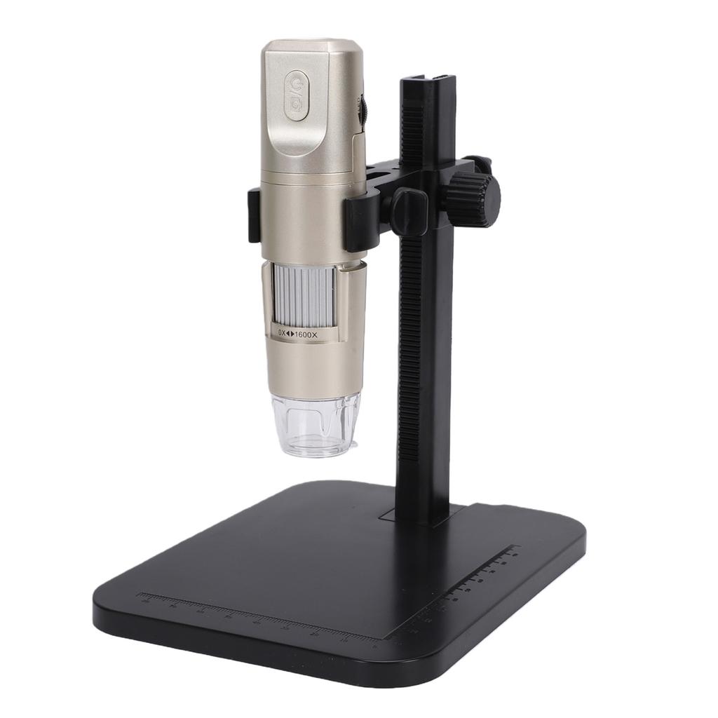 Wireless Digital Microscope, 1600X Magnification USB WiFi Microscope Camera with 8 LED Lights and Stand for PC, , , and OS