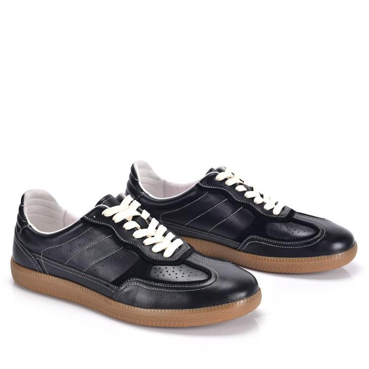 Men's Genuine Leather Retro White Casual Sneakers - Versatile German Training Style