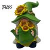 Waterproof Garden Sculptures Sunflower Gnome Statue Ornaments, Resin Faceless Figurines, Pastoral Tiered Tray Seasonal Decor Style Tabletop