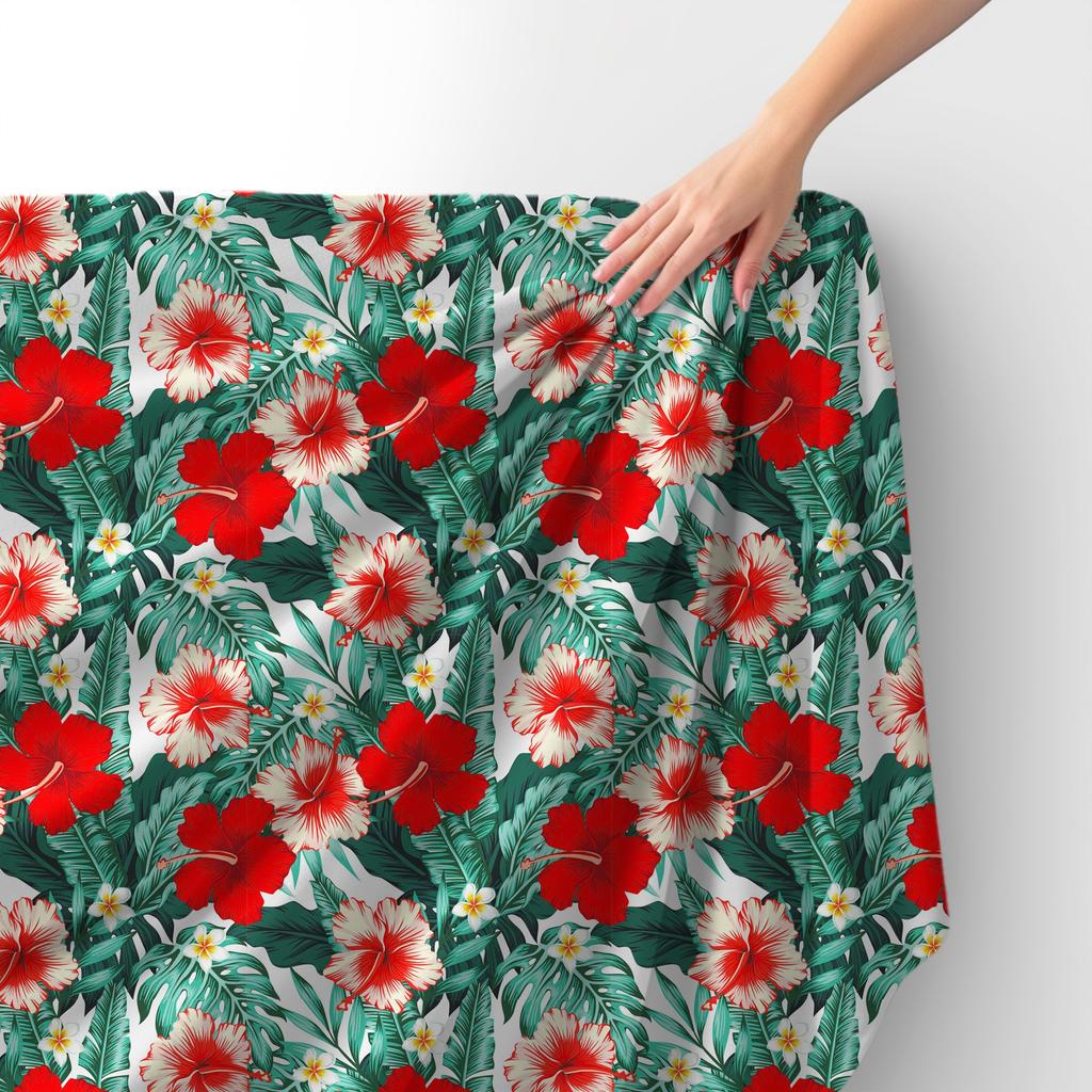 Royal Samt Stoff Polyester Zum Nähen - Motiv Hibiskus Chinesische Rose