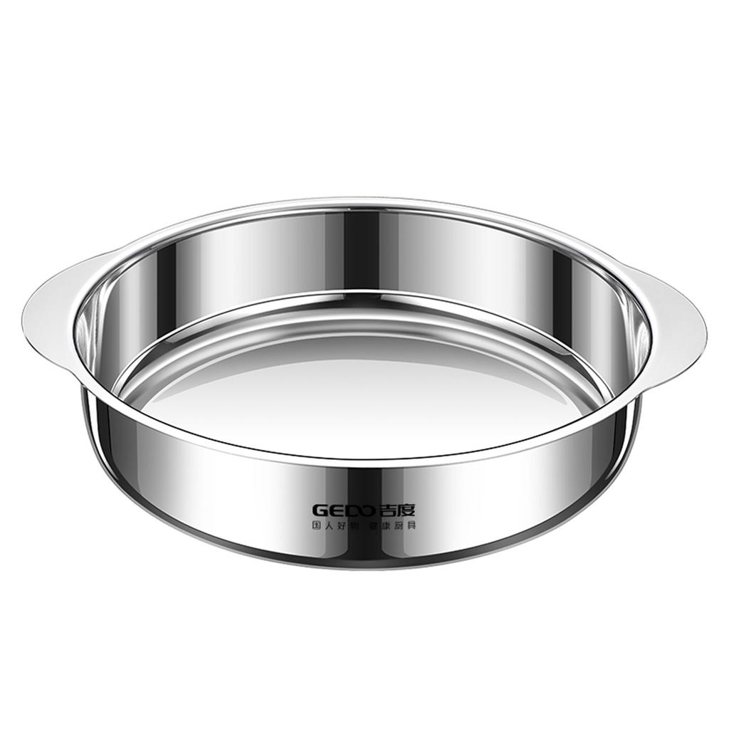 Certificated Pure 304 Stainless Steel Dining Plate 2 Side Handle Salad Basin Fall Resistant Baby Tableware Family Dish