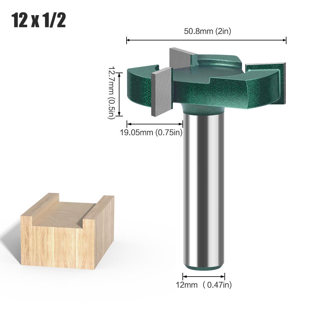 

Three-Edged T-Knife, Bottom Cleaning Knife, Slot Knife, Four-Edged Slotting Knife, Woodworking Milling Cutter, Alloy Milling Cutter, Carving Knife Three-blade T-knife 12X50.8X1/2