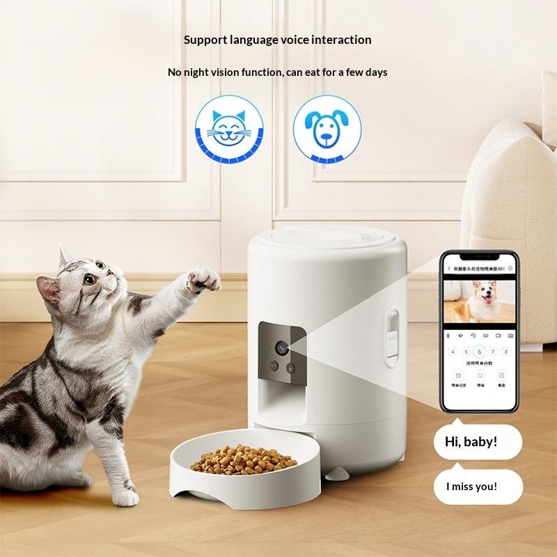 Automatischer Haustierfutterspender Katze und Hund Video-Knopf WiFi-Futterspender