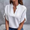 Women's Summer Casual Solid Colour V-Neck Loose Shirt Breathable Lightweight Comfortable Top