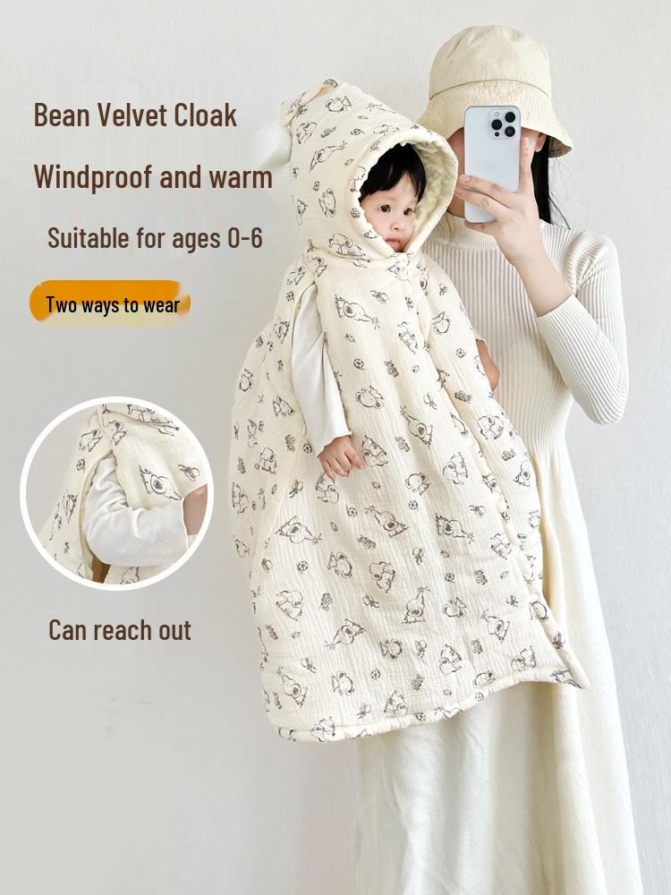 Cartoon Windproof Baby Cloak for Boys & Girls - Thickened Pure Cotton Autumn/Winter Cape