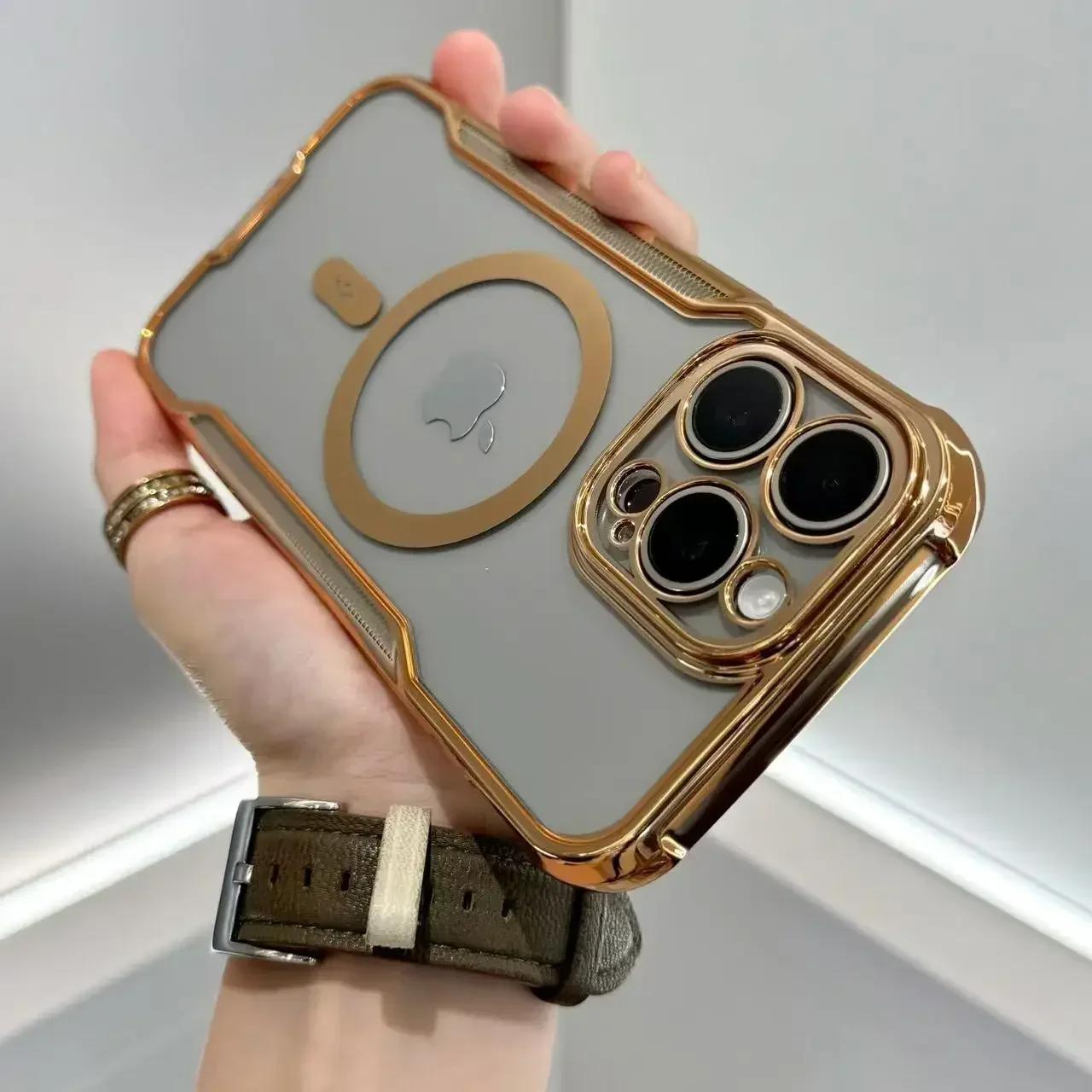 

Розкішний прозорий чохол з магнітним покриттям для iPhone 16 12 13 14 15 Pro Max Plus Magsafe Бездротова зарядка Прозорий протиударний чохол For iPhone 16 Pro Max