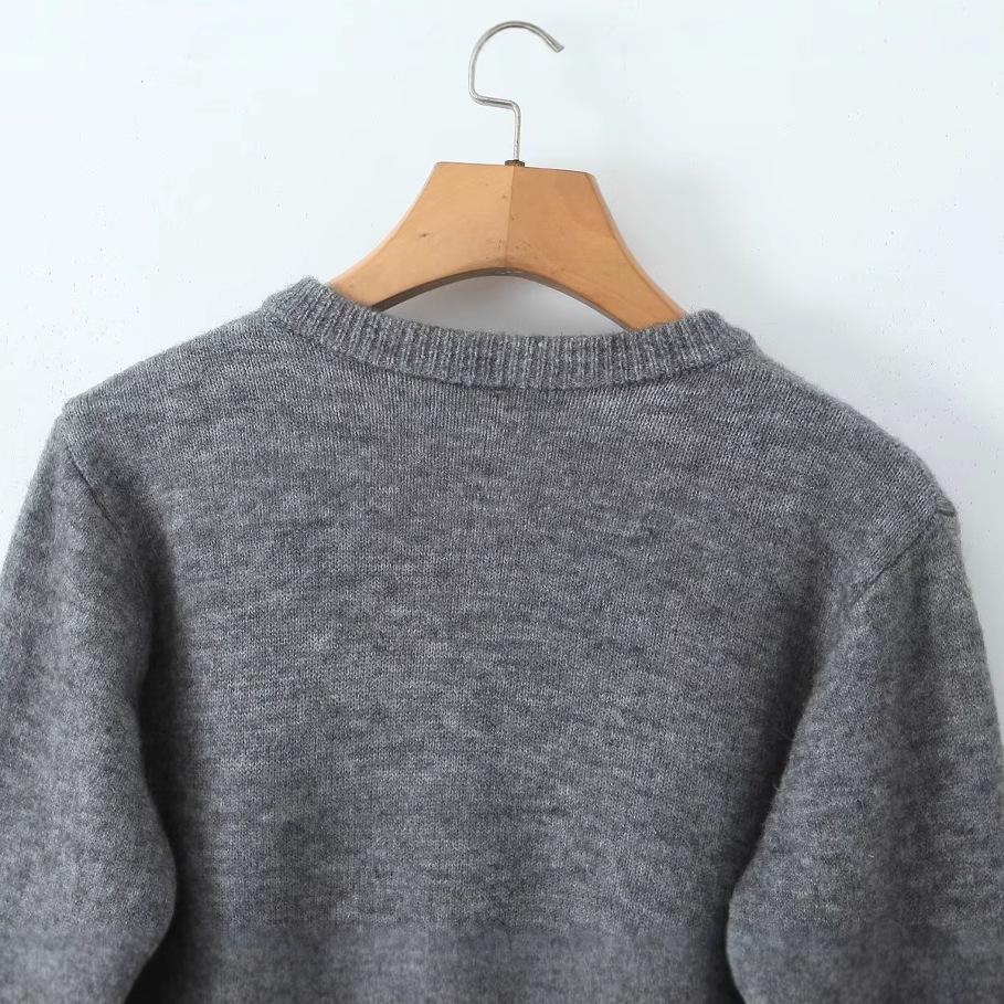 2024 Fall Women's European & American Style Long Sleeve Button Knit Cardigan