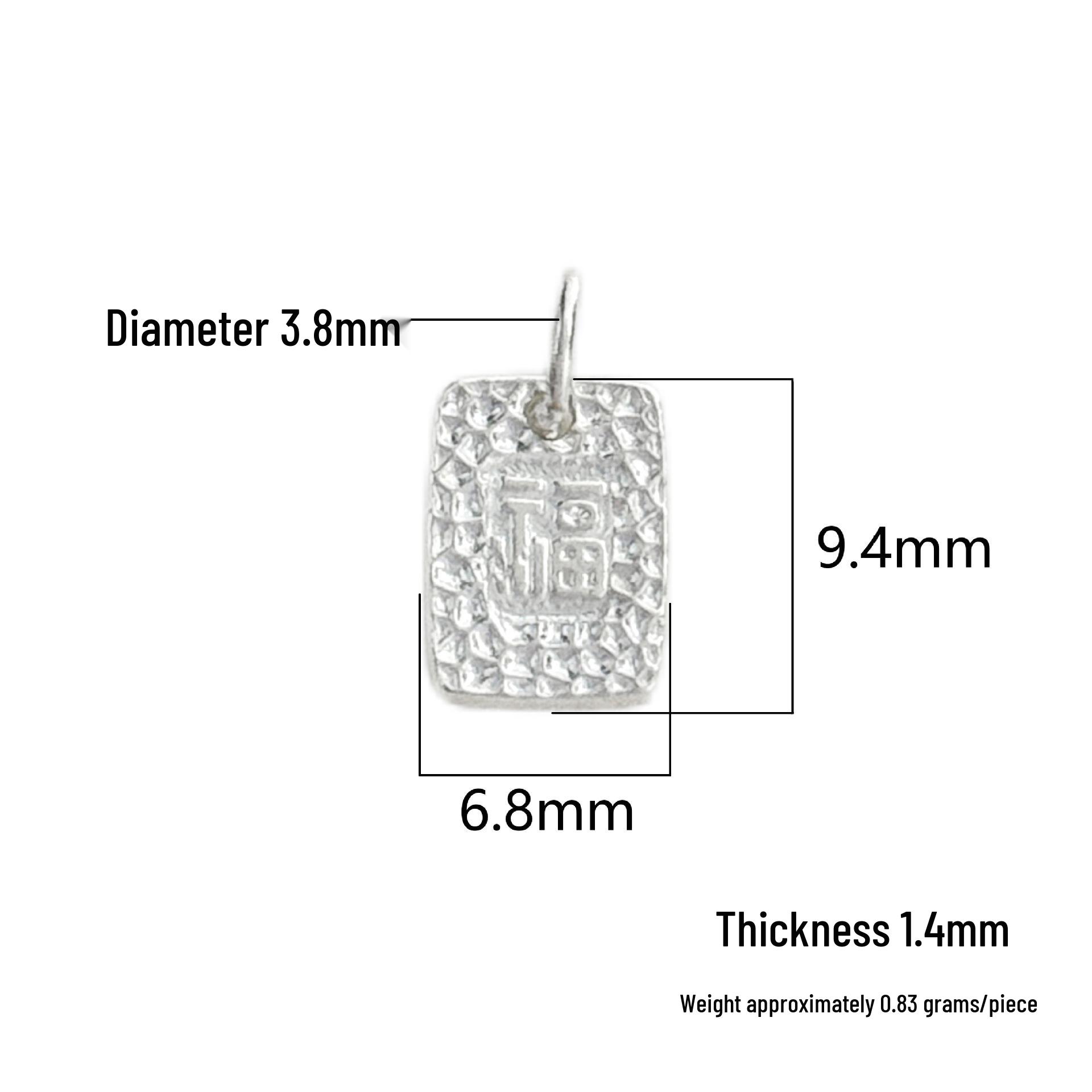 S999 Sterling Silver Fu Character Pendant for DIY Bracelets, Necklaces & Beading Accessories Pure Silver 999 серебряный