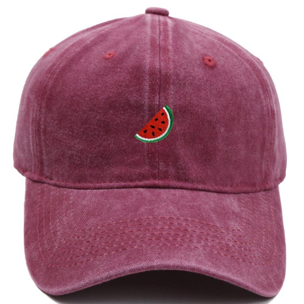 Watermelon Embroidered Baseball Cap Washed Cotton Adjustable Sunscreen Hats Visor Sun Protection Sport Trucker Hat For Man Women