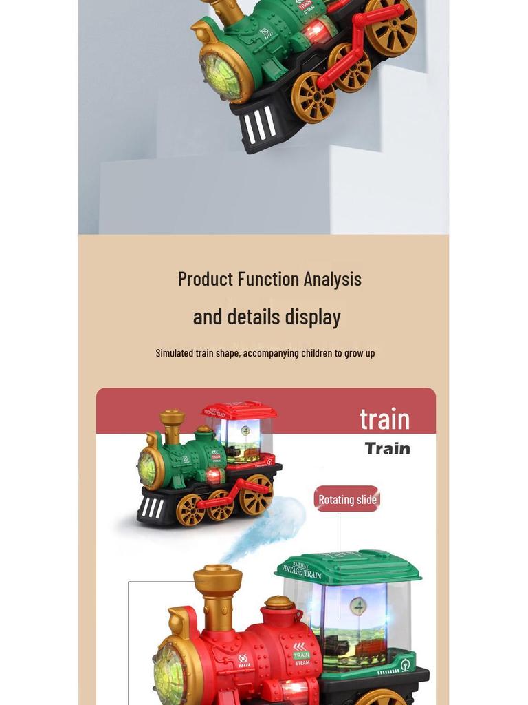 Children's Electric Train with Sound, Light, and Retro Locomotive Spray - Perfect for Festivals and Events