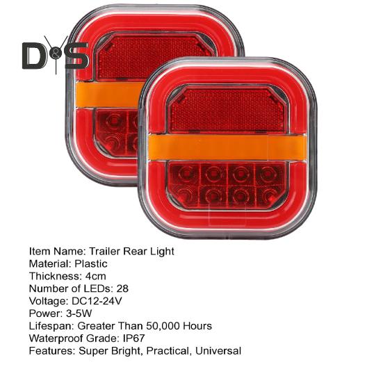 2Pcs LED Trailer Rear Lights Kit Super Bright High Lumens Universal Simple Installation Brake Lights Trailer Truck Taillight