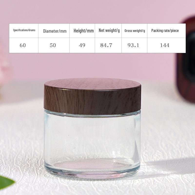 Travel Size Cosmetic Cream Bottle with Wood Grain Lid for Skincare and Makeup Remover