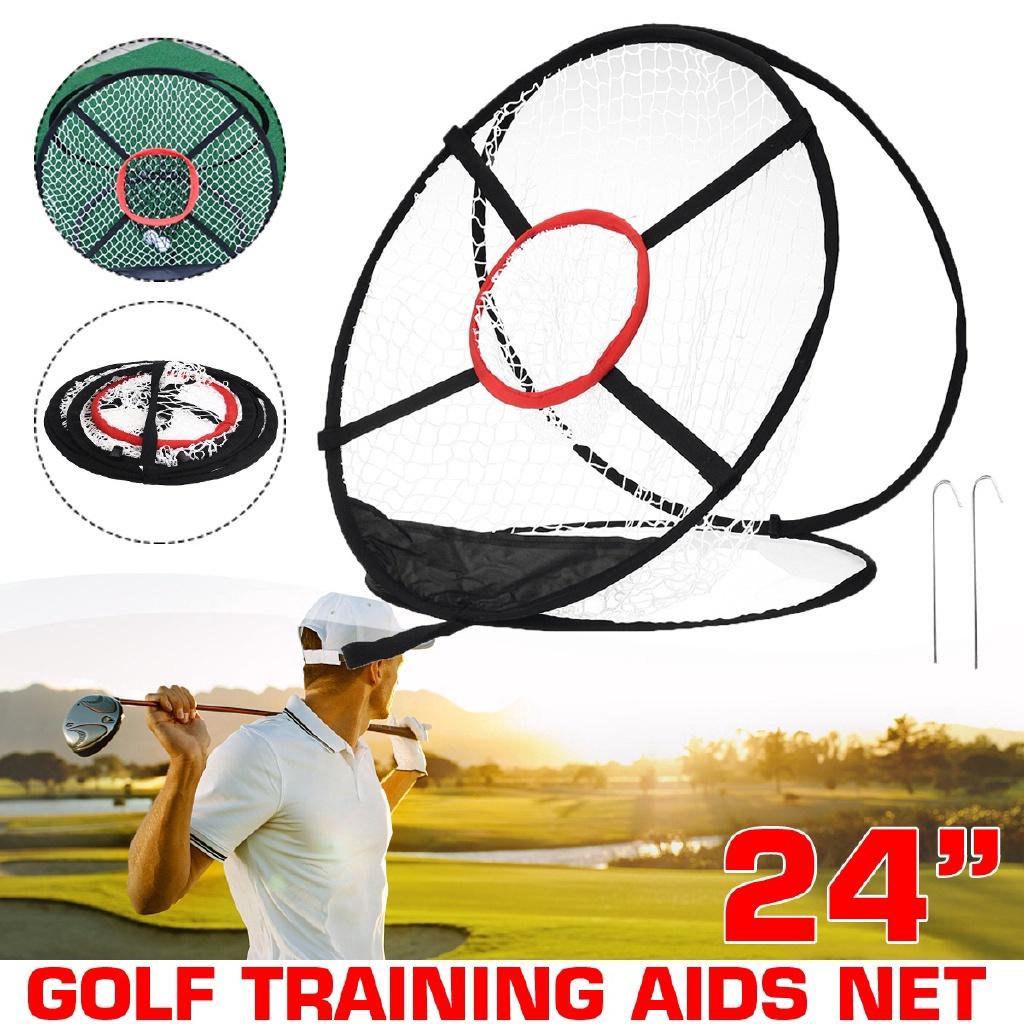 Black + White 24'' Golf Chipping Practice Net Pitching Practice Net Practice Collapsible Target Net Golf Training Aids Tool