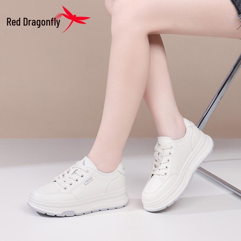 Red Dragonfly Women's White Height-Increasing Casual Sneakers - 2025 Autumn Collection