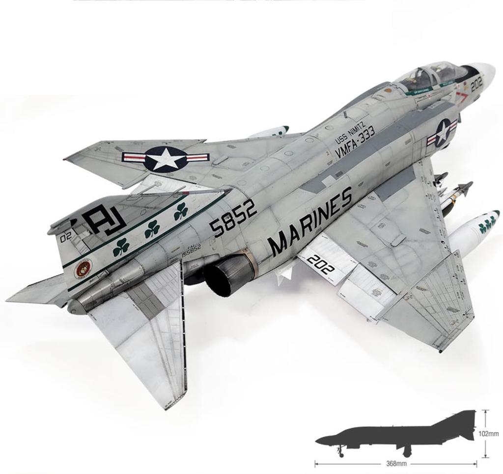 Academy Scale American Phantom II Shamrocks Plastic Model Kit 12356 1/48 F-4J VMFA-333 (Airplane)