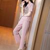 Daisy Hot Diamond 2023 Women's Summer Two-Piece: Loose Short-Sleeve Casual Sports Suit & Pants