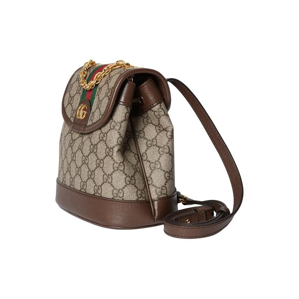Gucci Ophidia Double G Logo Adjustable Shoulder Strap GG Supreme Canvas Mini Backpack Women Backpack Ebony Beige 795221-96IWG-8745