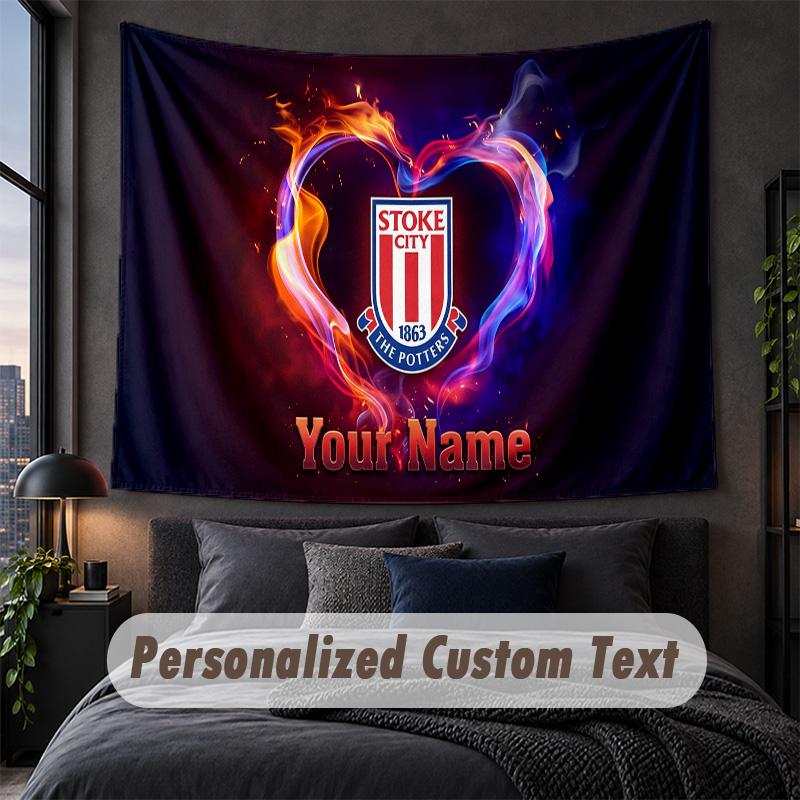 Individuelle Namens-Text-Wandbehang, Dekorativer Wandbehang des Stoke City FC, Hintergrund-Wandbehang für Zuhause Schlafzimmer