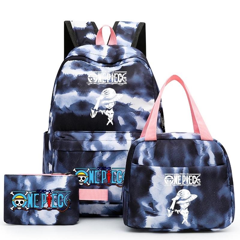 

3 шт./комплект Аніме One Piece Рюкзак Back To Schoobag з сумкою для обіду для дівчинки хлопчика студента Bookbag Чоловіки Жінки Дорожня сумка Mochila