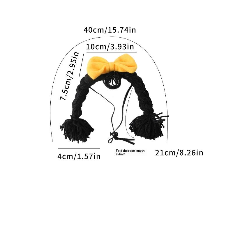 Pet Wig Braid Cute Creative Funny Pet Head Cover Funny Dress Up Cat Dog Headgear Decoration Accessories Pet Cat Dog Supplies
