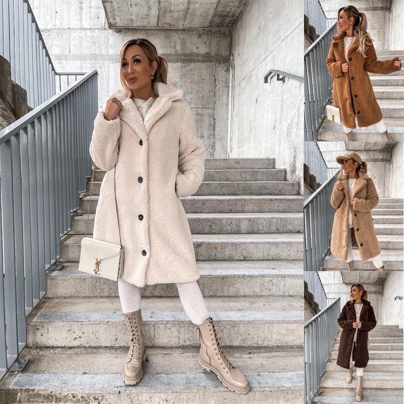 2024 Furry Long-Sleeved Lapel Women's Plush Coat - Autumn/Winter Collection.