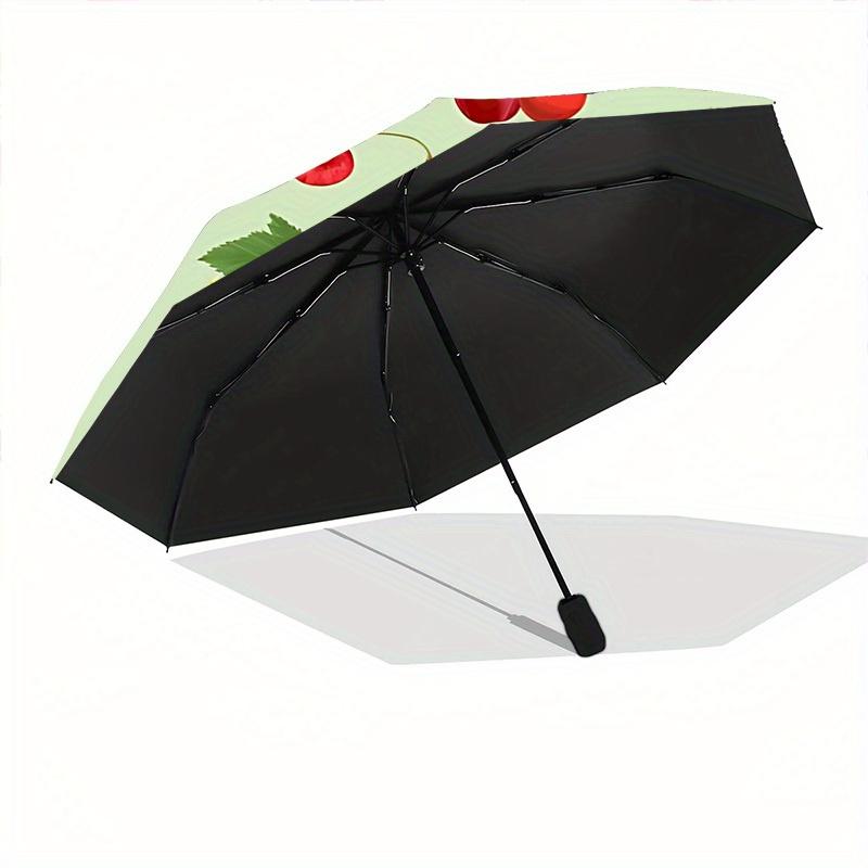 1pc Berry Pattern Automatic Opening/closing Umbrella, Reinforced 8-Rib Construction, Compact Travel Umbrella Yy250808129