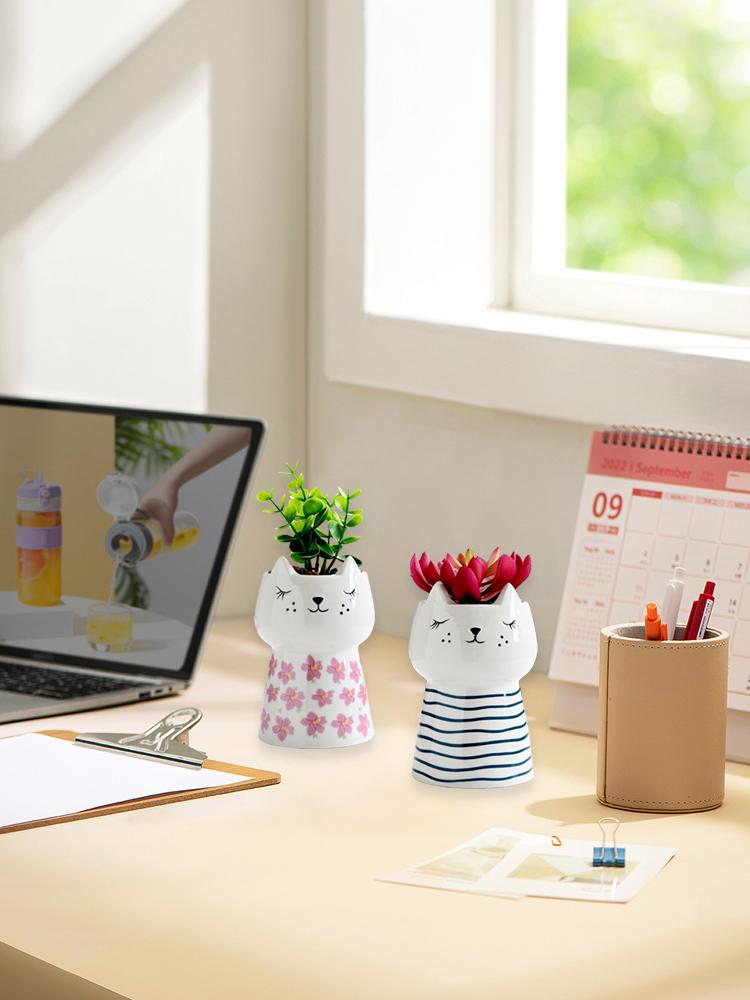 Cute Cartoon Animal Ceramic Flower Pot Creative Succulent Planter for Indoor Home Decor