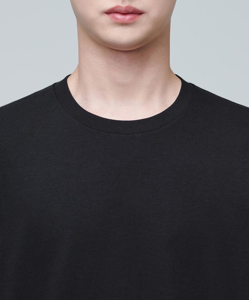 MUSINSA STANDARD Layered Crew Neck Long Sleeve T-Shirt_Long Length [Black]