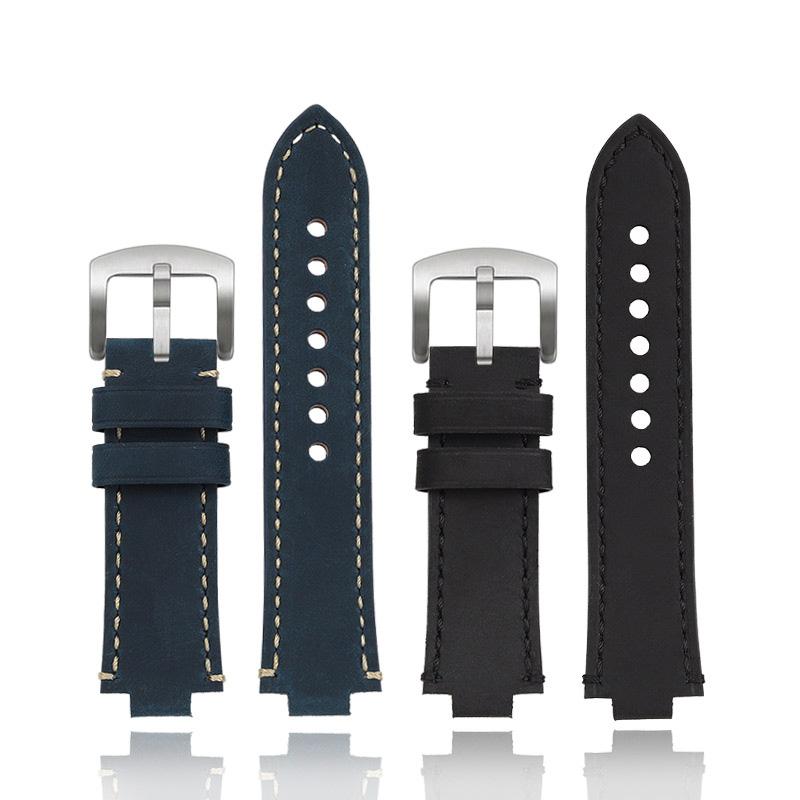 Konvexer Mund-Armband Für ORIS Tauch AQUIS Retro Rindsleder 733 7730 7740 Herren-Uhrenarmband 24 * 12mm 24 * 11mm Gürtel