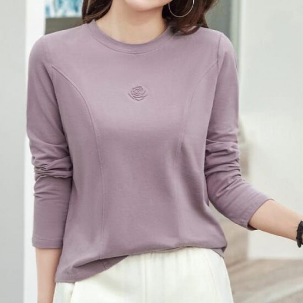 Navava Simple Basic Flower PoinT Long Sleeve T shirT nT3036