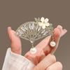 Chinese Style Fashion Luxury Rhinestone Fan-Shaped Brooches For Women Clothing Coat Accessories