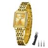 Women's Square Watch Gold Waterproof Quartz Analog Wristwatch Date Lightweight Stainless Steel Band