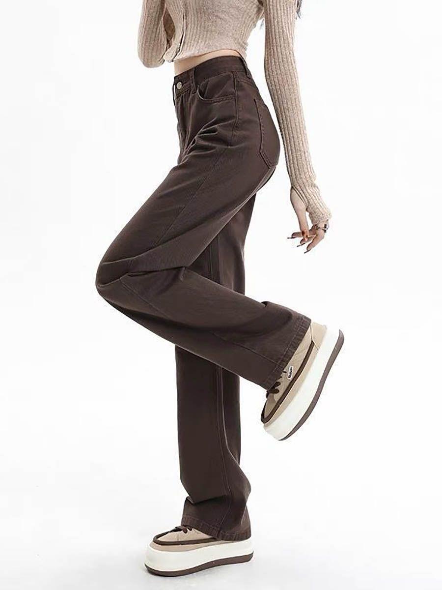 

Вінтажні вузькі джинси прямого крою високої посадки кавового кольору S кавовий