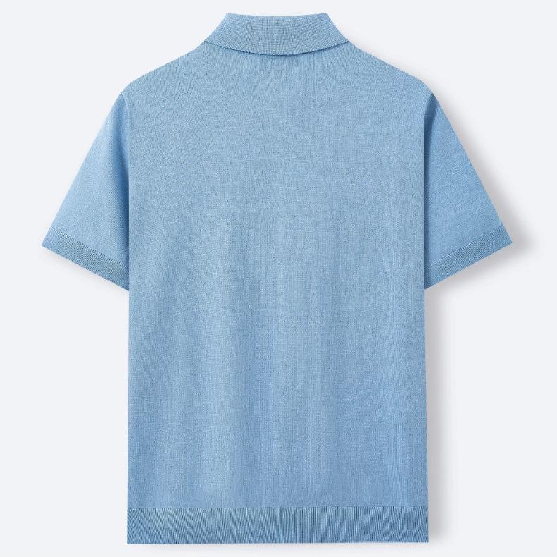 Men's Summer Knit Shirts Short Sleeve Button Down Polo Shirt Beach Knitted Casual Shirt Tops Breathable Lightweight Vacation Vintage Shirts for Male