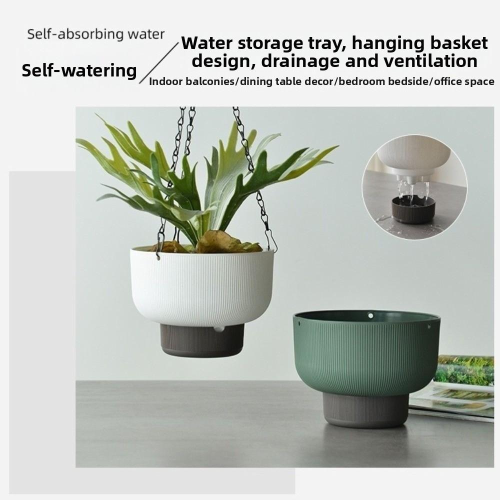 Drainage Self Watering Hanging Planters Chain Hooks Vertical Flowerpot  Indoor Plants