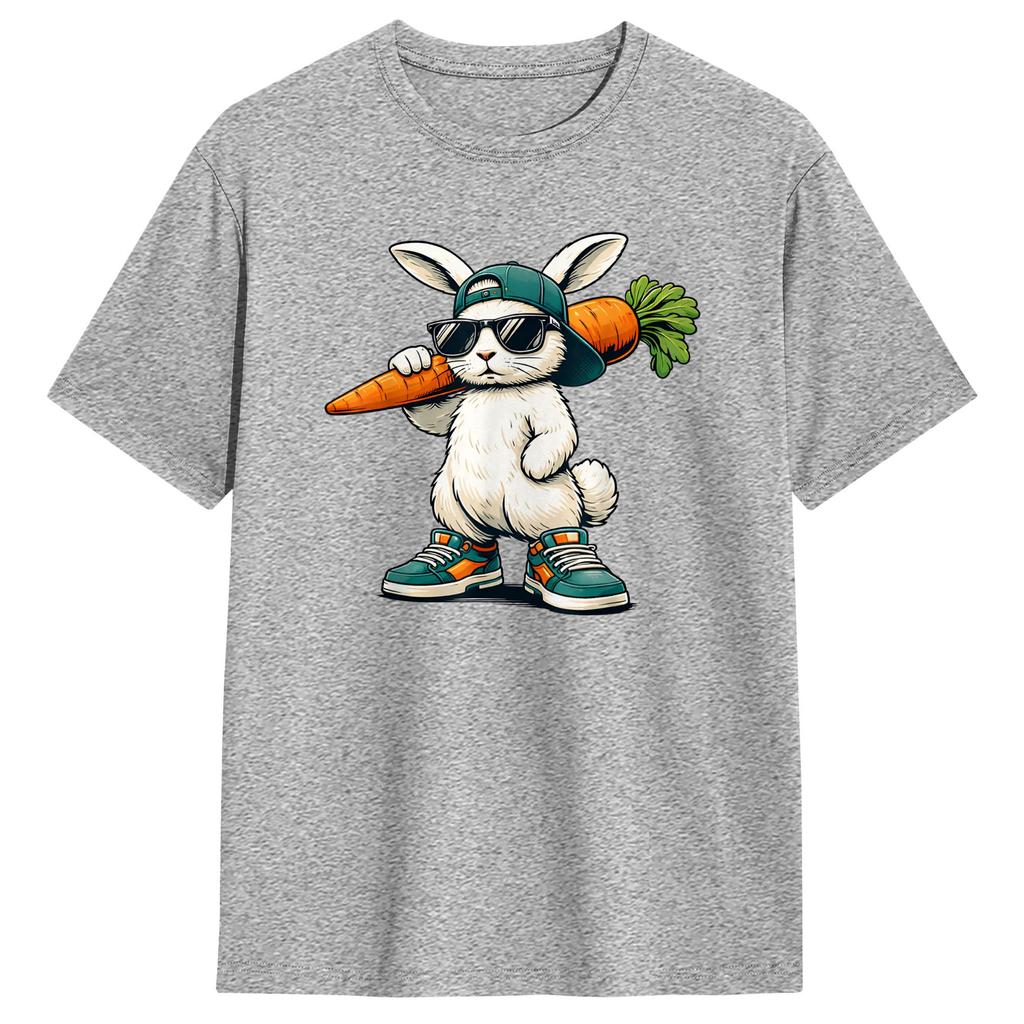 Funny Easter Bunny with Carrot Rabbit T Shirts for Unisex 100 Cotton Funny TShirt O Neck Tees Short Sleeve Clothes Summer