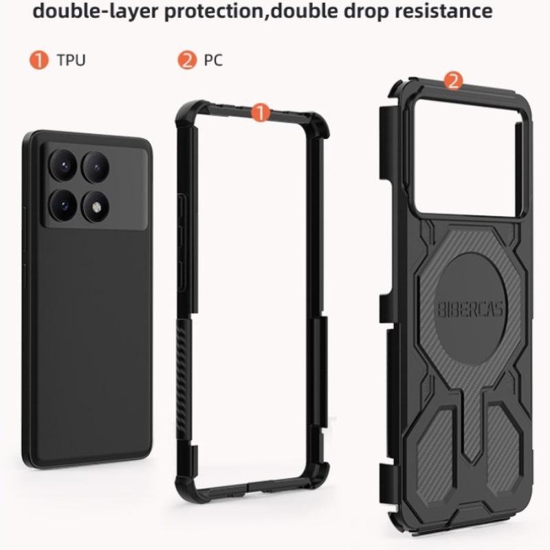 Odolné magnetické pouzdro Armor na telefon pro Xiaomi POCO X7 X6 Pro F8 Pro Ultra F7 F6 Pro Tvrdé PC Ochrana Bezdrátové nabíjení Nárazuvzdorný Kryt s nárazníkem