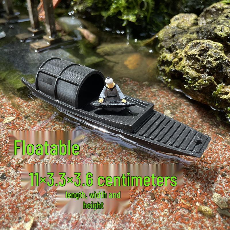 Floating Chinese Antique-Style Fishing Boat Model: Outdoor and Indoor Aquatic Landscape Decor
